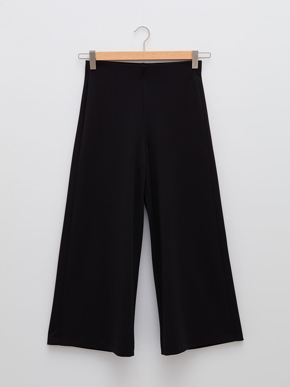Siyah Rahat Kalıp Geniş Paça Krep Kadın Palazzo Pantolon-5