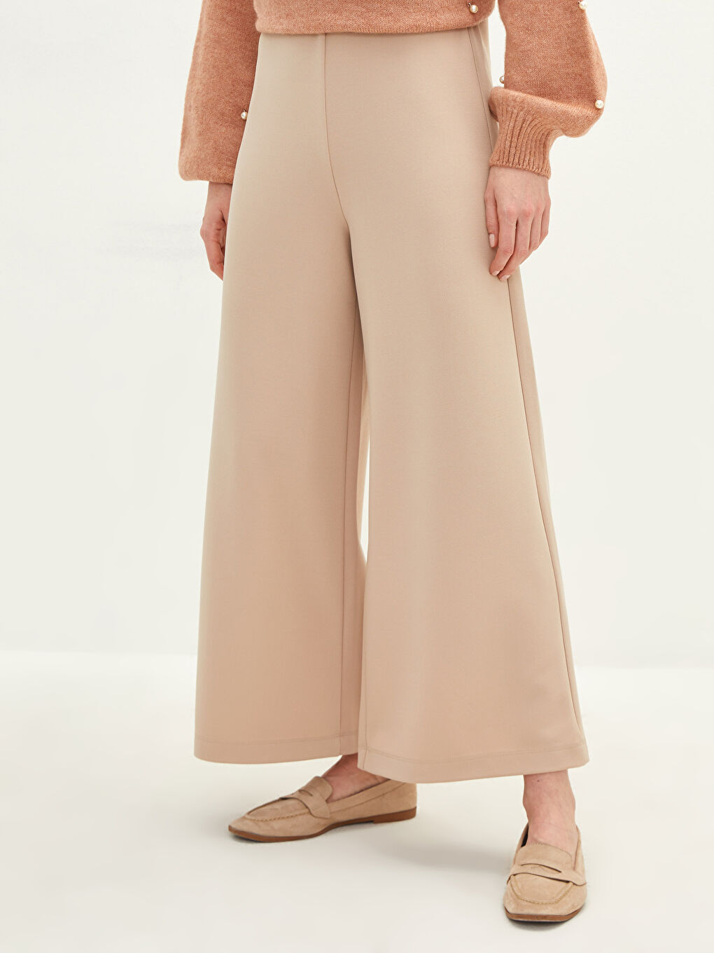 Comfortable Fit Wide Leg Crepe Women's Palazzo Pants-1