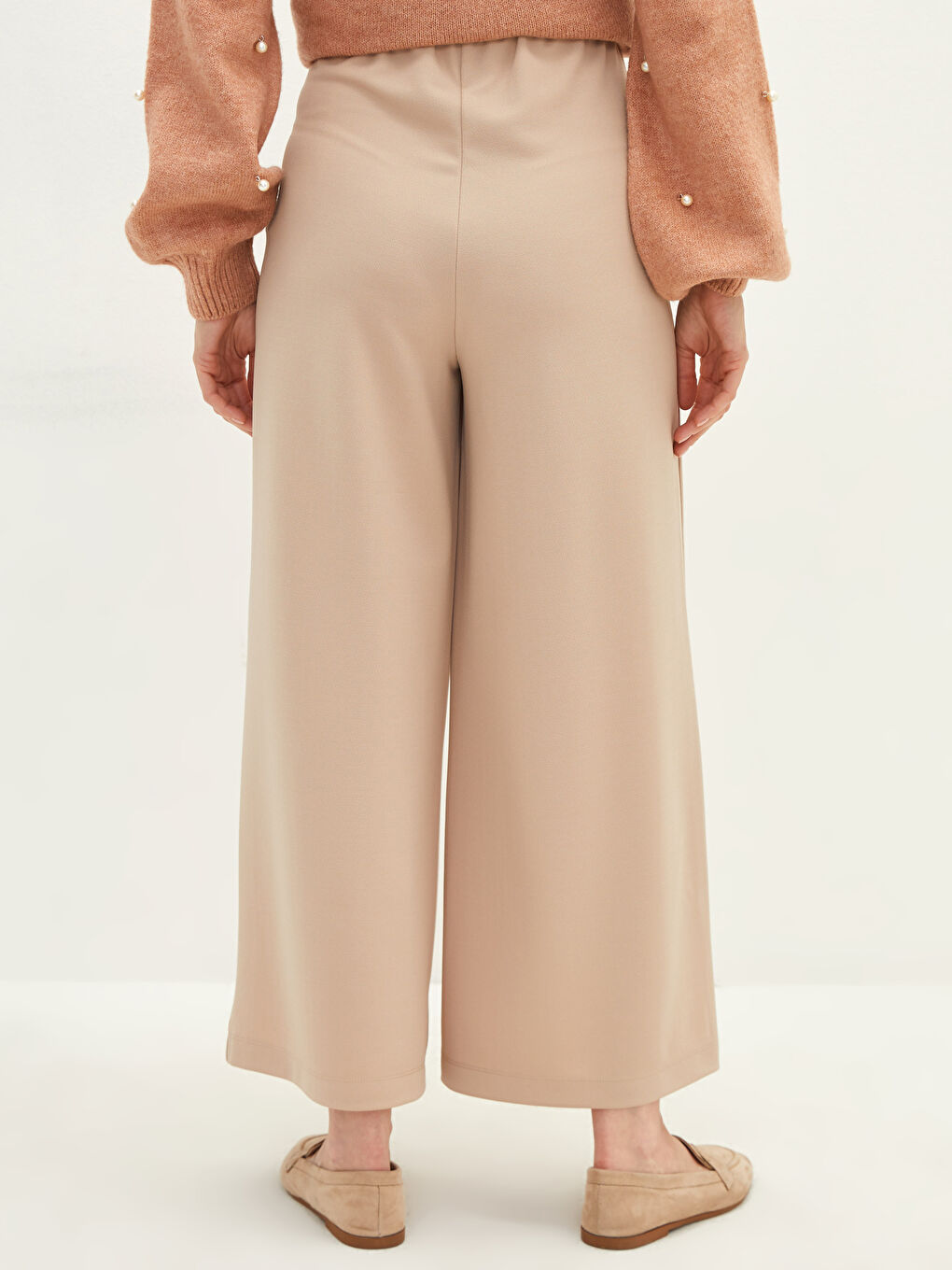 Comfortable Fit Wide Leg Crepe Women's Palazzo Pants-3