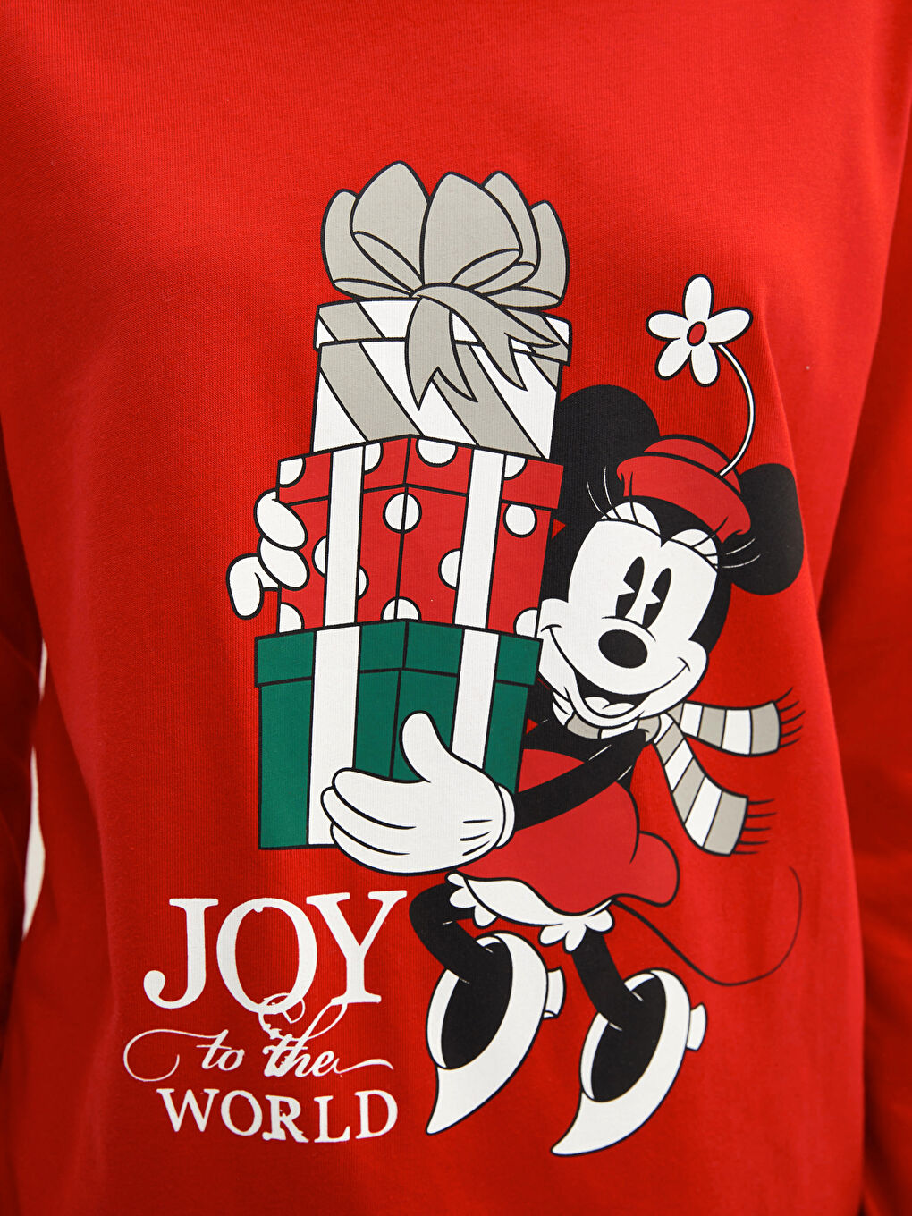 LCW DREAM Crew Neck Christmas Themed Minnie Mouse Printed Long Sleeve Cotton Women's Pajamas Set -W1DK37Z8-LSH