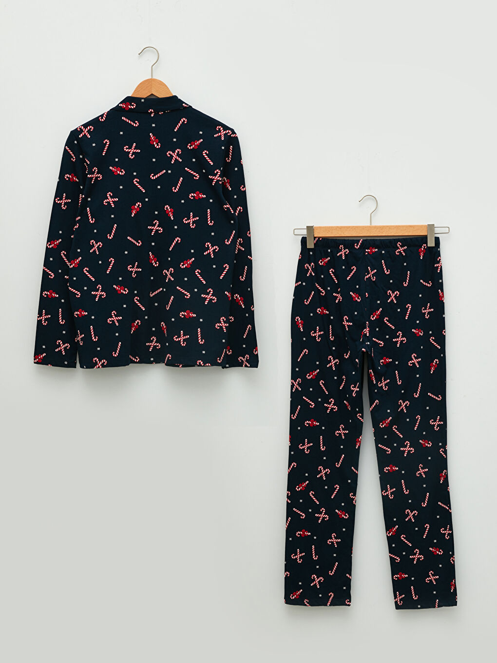 Set de pijama pentru Femei din Bumbac cu Mânecă lungă Tematică de Crăciun și Guler Jachetă-5