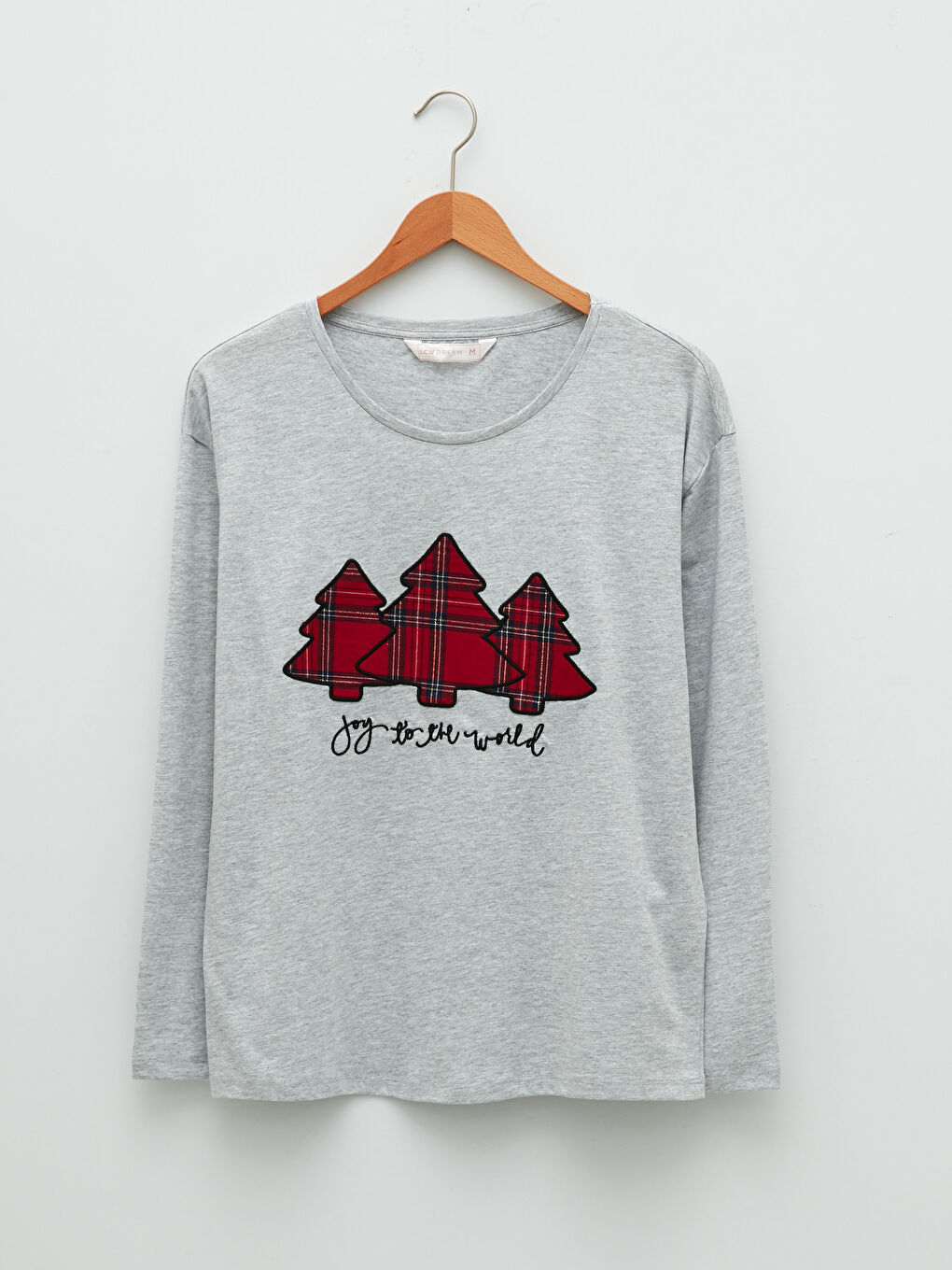 Rundhalsausschnitt Karo Langarm Pyjama-Set für Damen-1