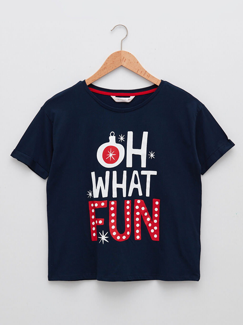 Комплект пижами за жени с къс ръкав и коледна тематика с кръгло деколте-6