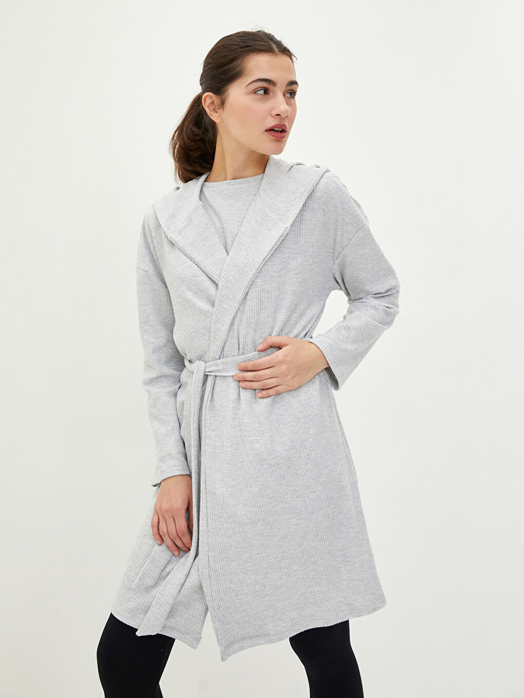 LCW DREAM Doppelreiher-Kragen Gerade Langarm Damen Morgenmantel -W1DK54Z8-CT3