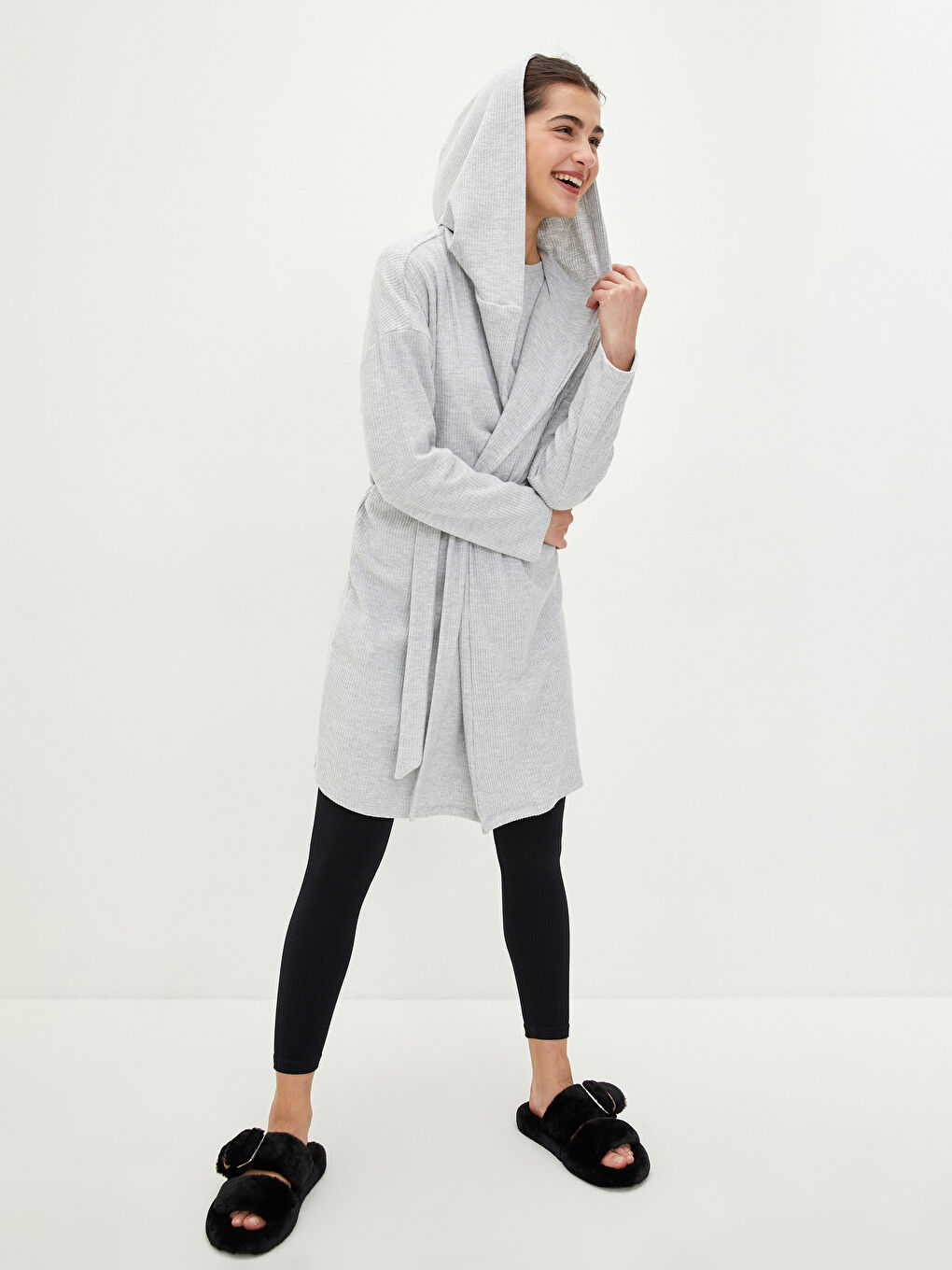 LCW DREAM Doppelreiher-Kragen Gerade Langarm Damen Morgenmantel -W1DK54Z8-CT3