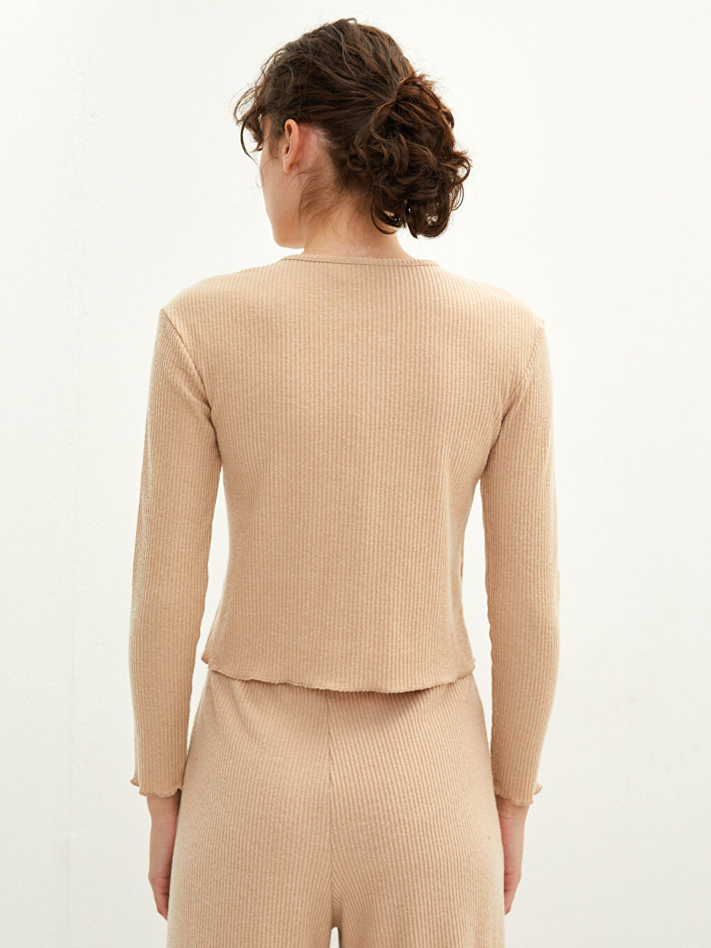 LCW DREAM Rundhalsausschnitt Schlicht Langarm Pyjama-Oberteil für Damen -W1DK55Z8-L8Q