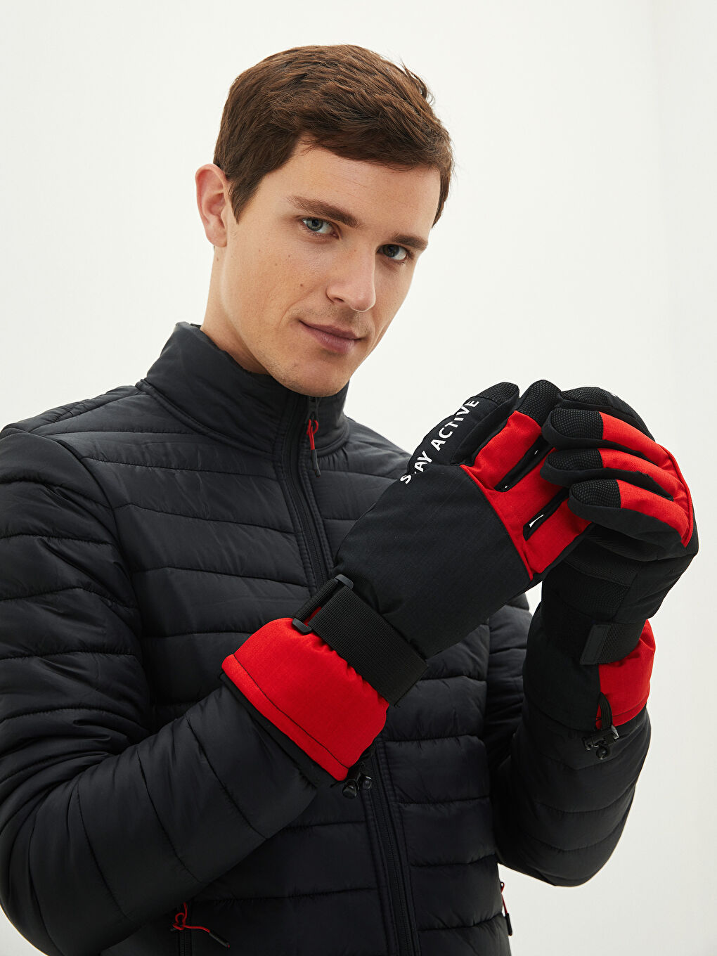 Siyah Yazı Baskılı Erkek Kar Eldiveni