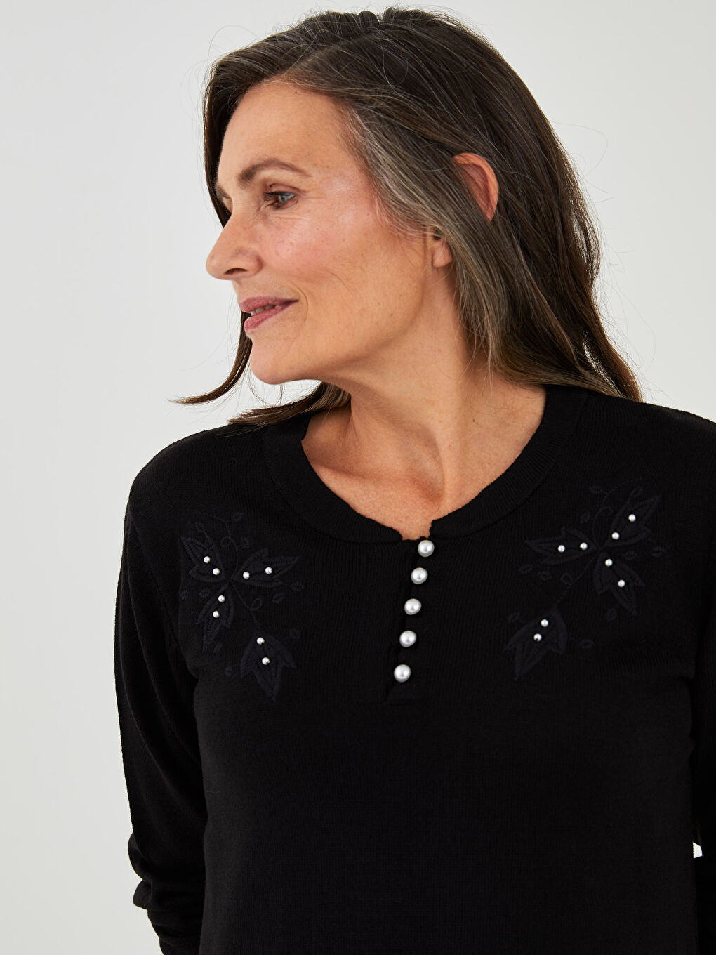 Әйелдерге арналған кестеленген трикотаж жемпір-1