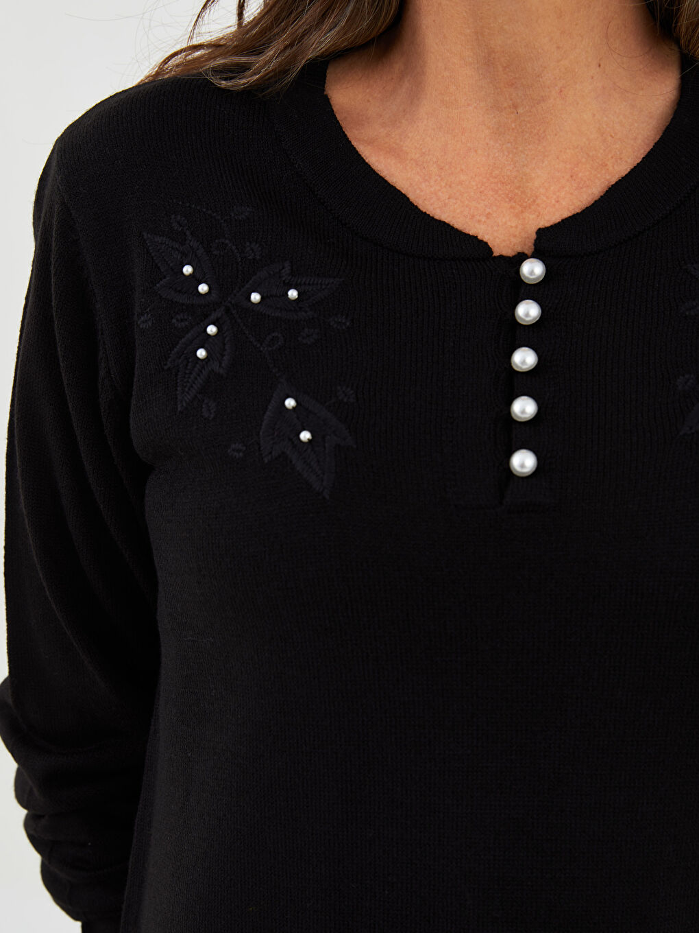 Әйелдерге арналған кестеленген трикотаж жемпір-3