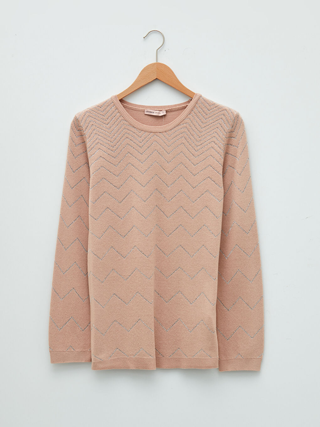 Crew Neck Self Patterned Long Sleeve Women's Knitwear Sweater-4
