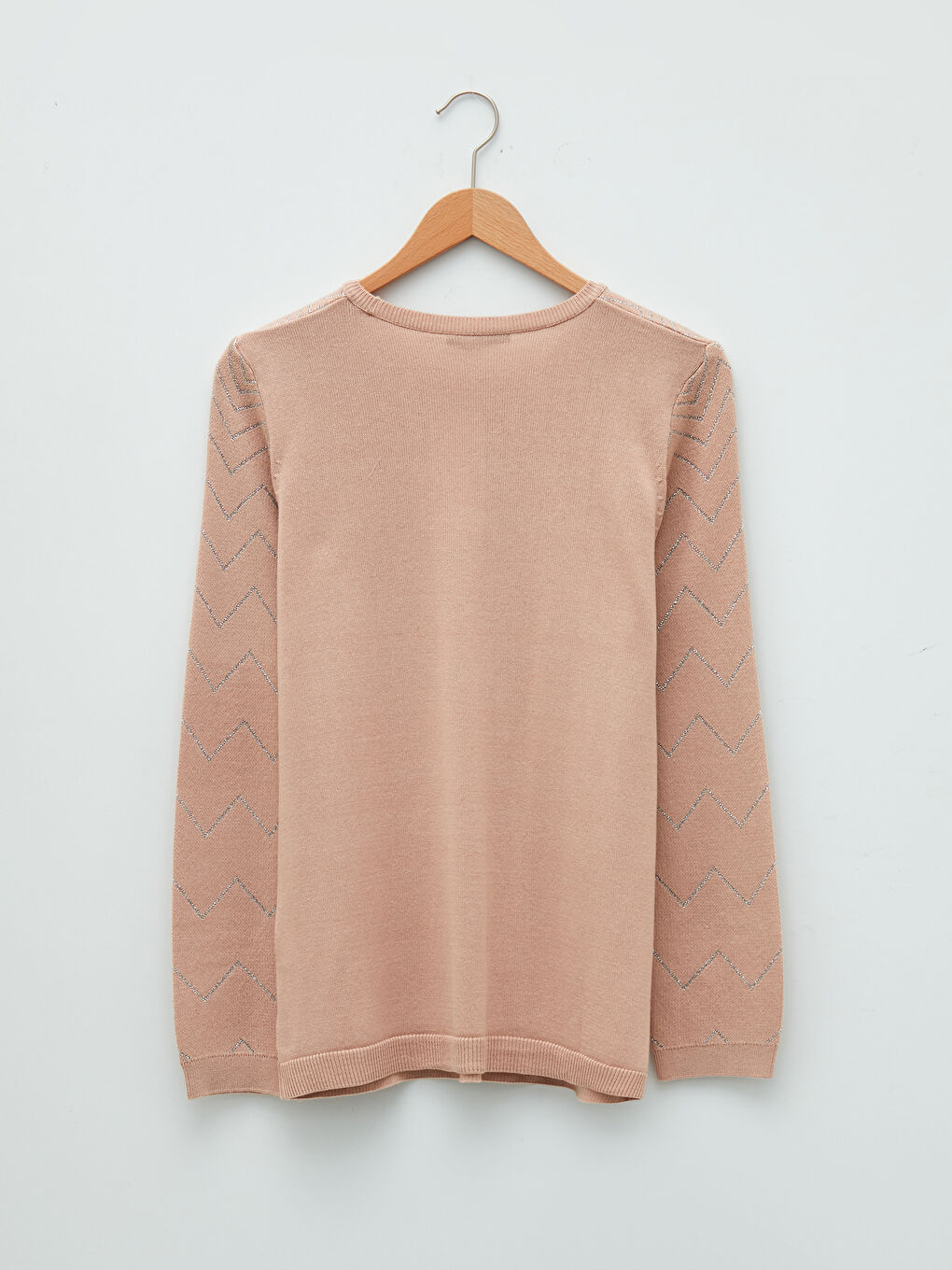 Crew Neck Self Patterned Long Sleeve Women's Knitwear Sweater-5