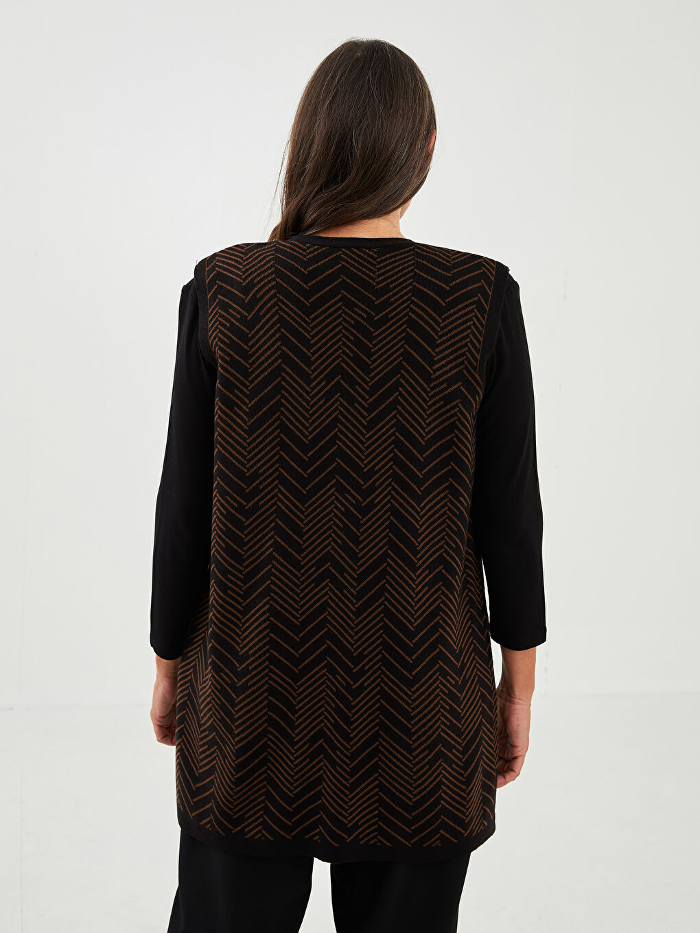 V-Ausschnitt Gemusterte Weste für Damen-4