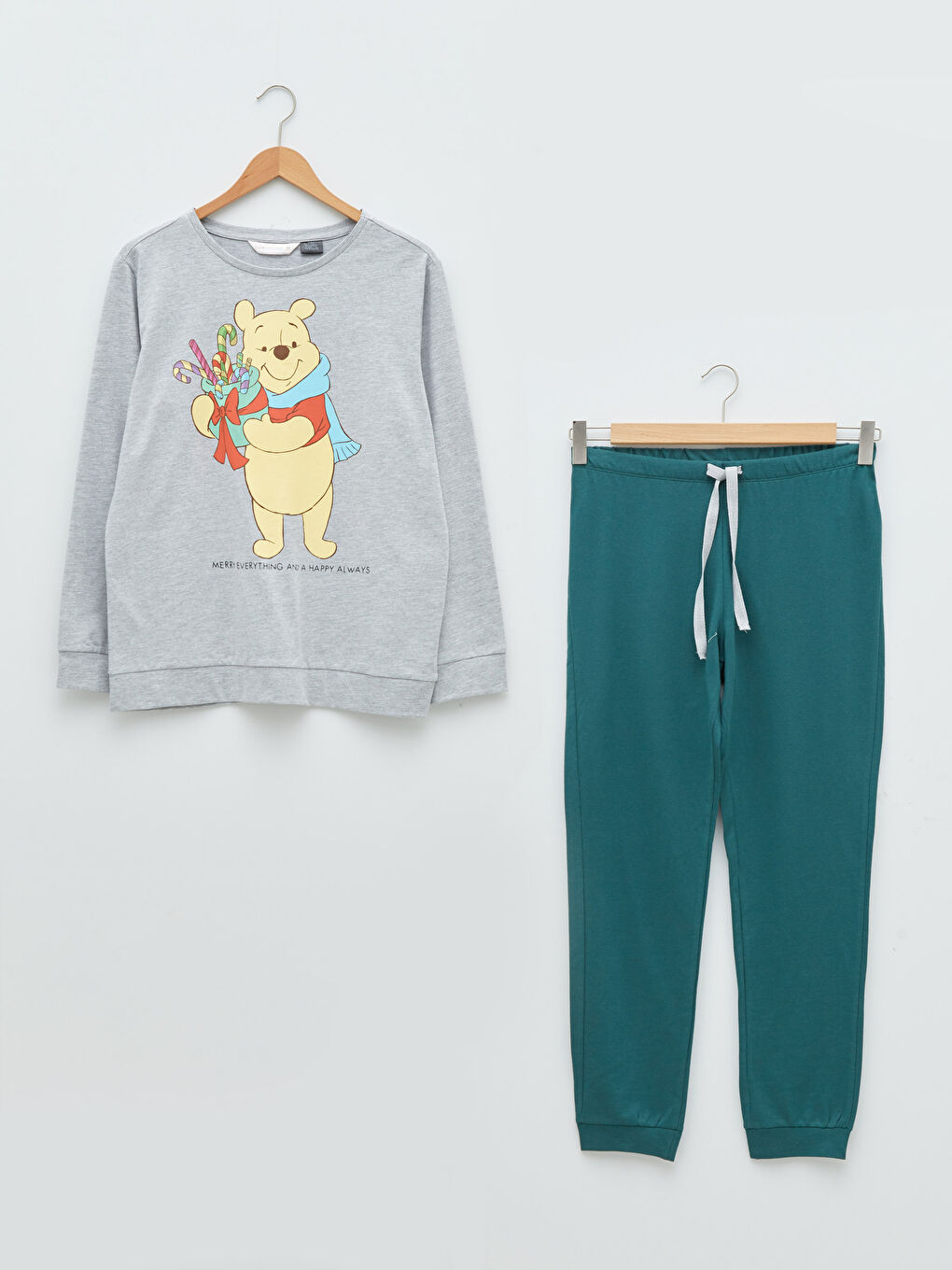 LC Waikiki Crew Neck Winnie the Pooh Printed Long Sleeve Cotton Women's Pajamas Set -W1DK76Z8-HGH