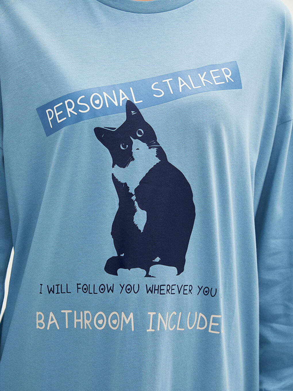 Ensemble de pyjama à manches longues imprimé à col rond pour femmes-3