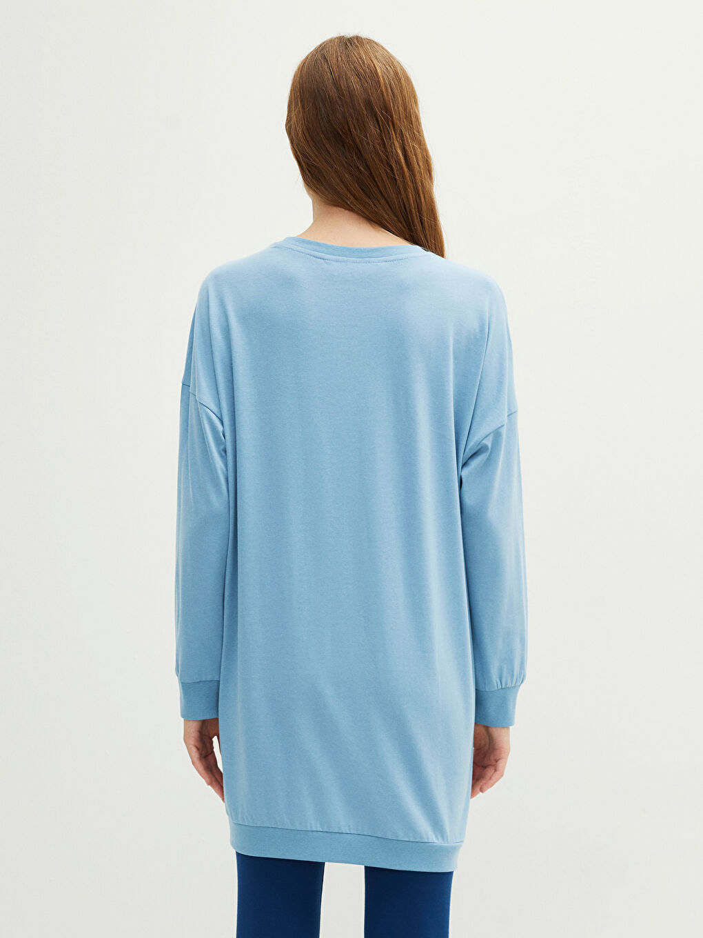 Ensemble de pyjama à manches longues imprimé à col rond pour femmes-5