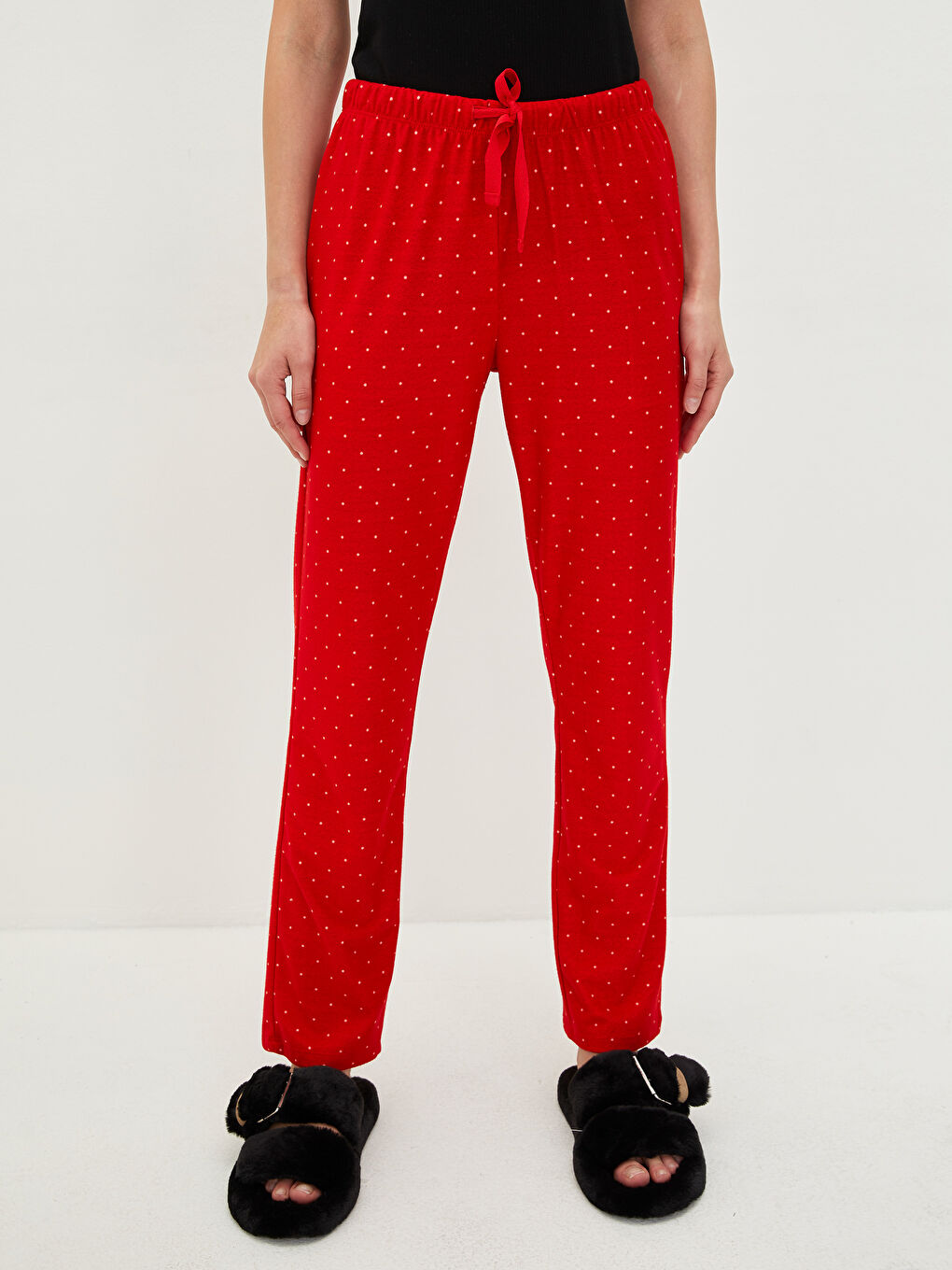 LCW DREAM Pyjama-Hose für Damen mit elastischem Bund und Punktmuster aus Fleece -W1DK85Z8-LTQ