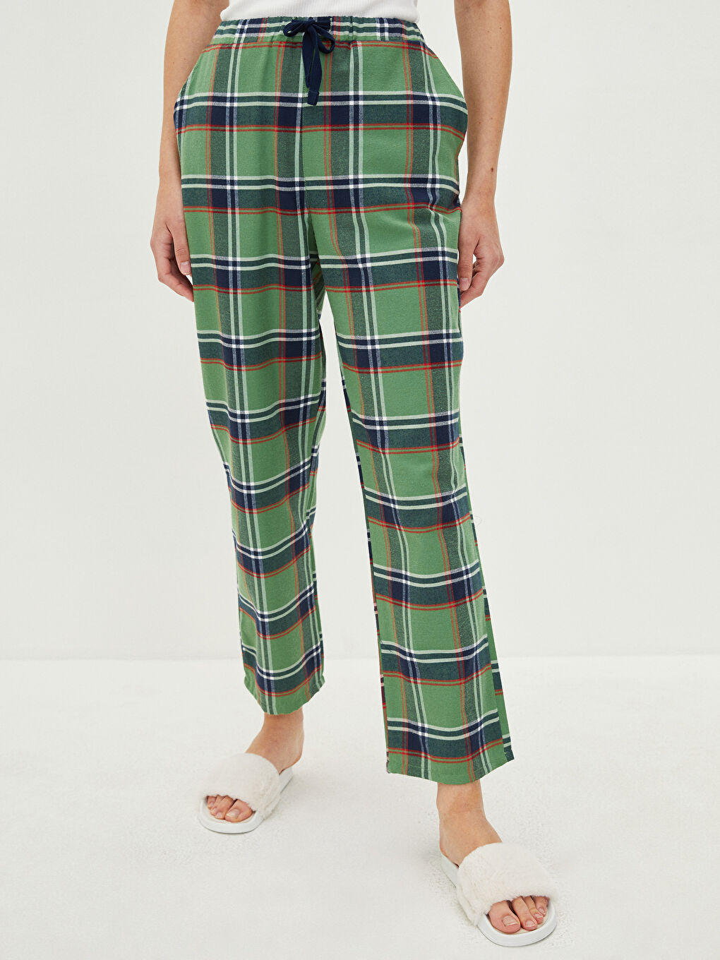 Elasticated Waist Plaid Women's Pyjama Bottoms -W1DK87Z8-LM7