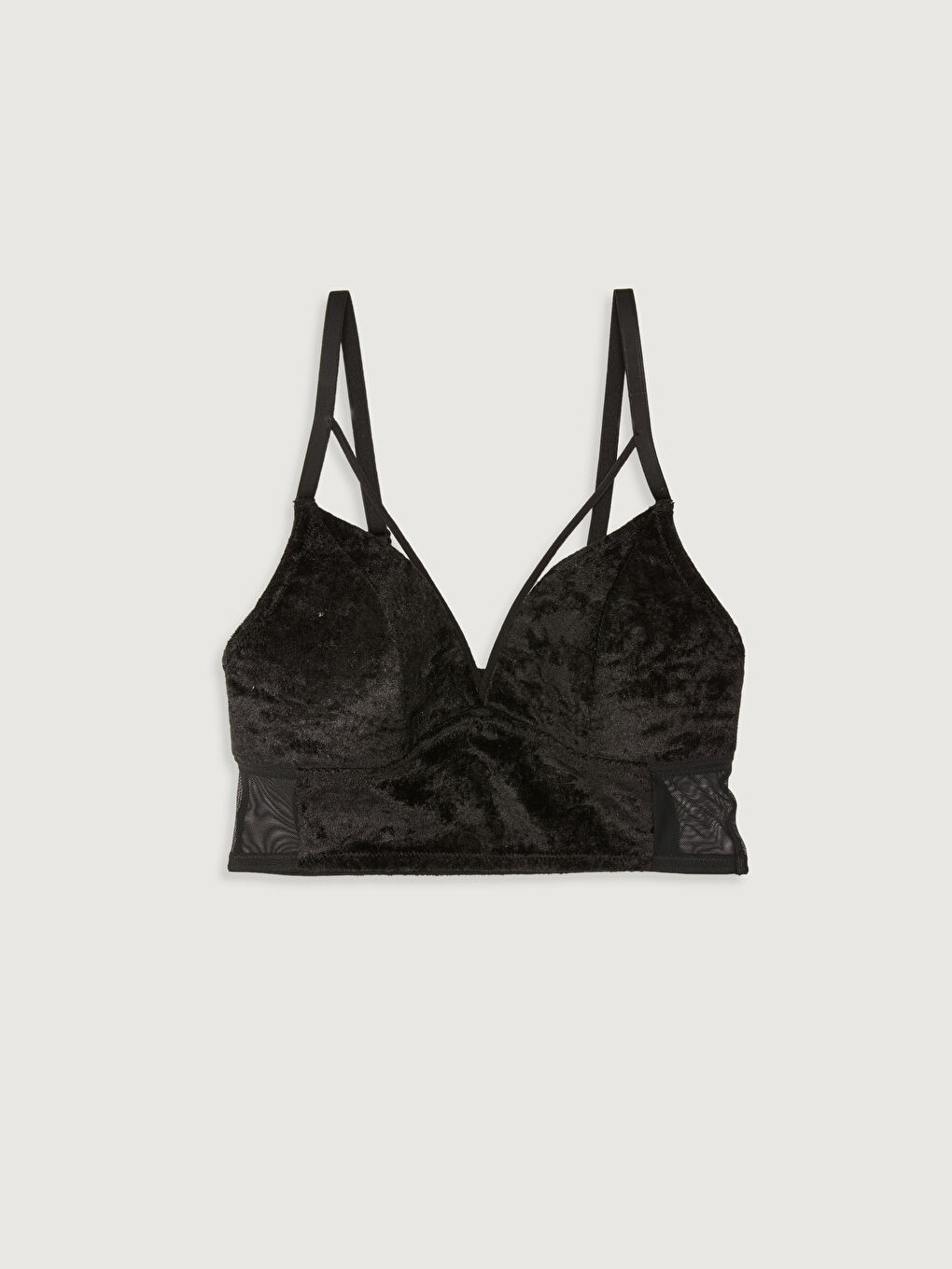 Brassière en Velours Uni Sans Armature Non Rembourrée