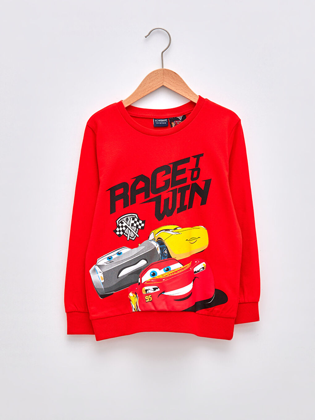 Crew Neck Cars Printed Long Sleeve Boys Sweatshirt