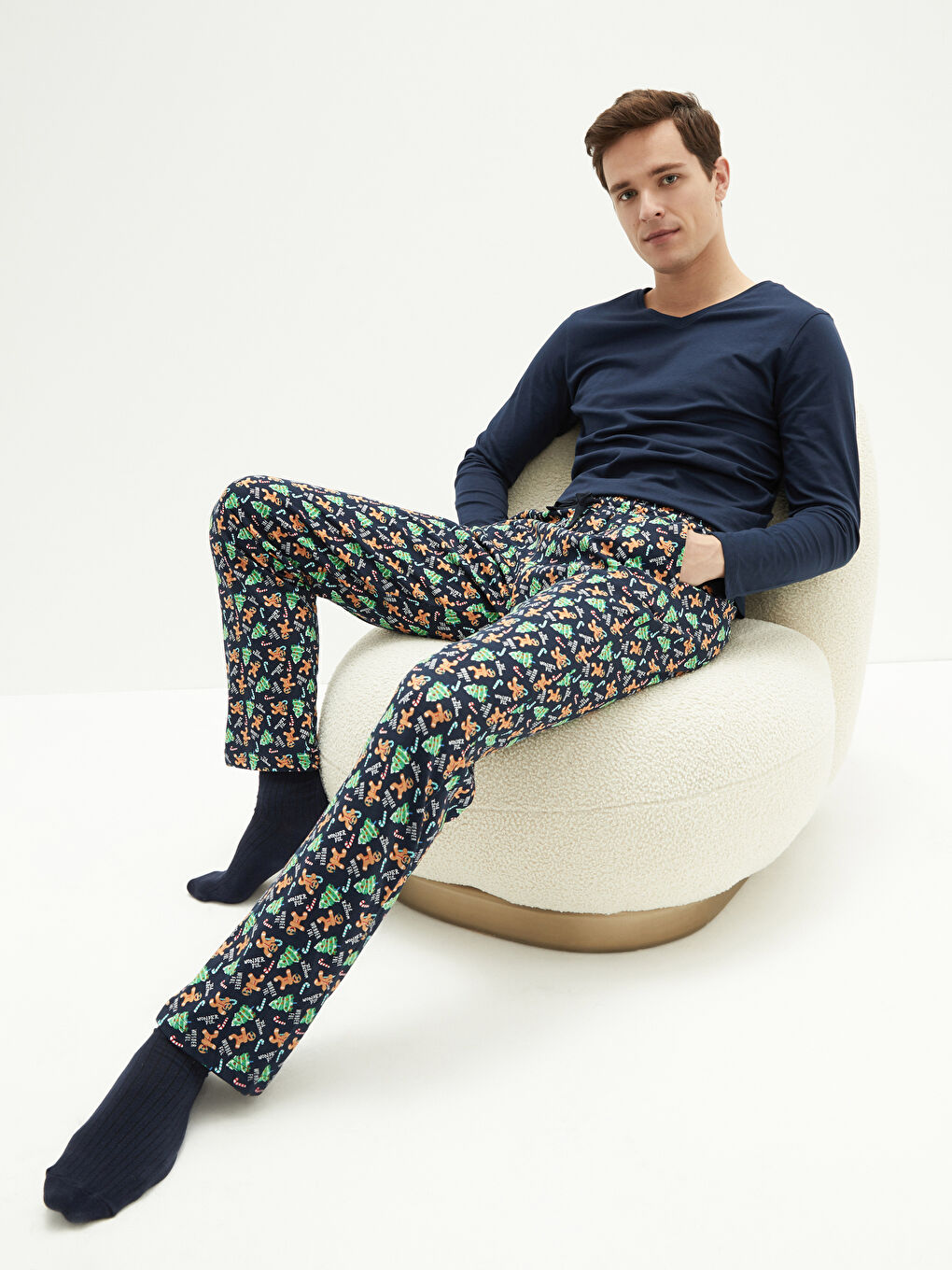 Standard Fit Weihnachtsmotiv Pyjama-Hosen für Herren