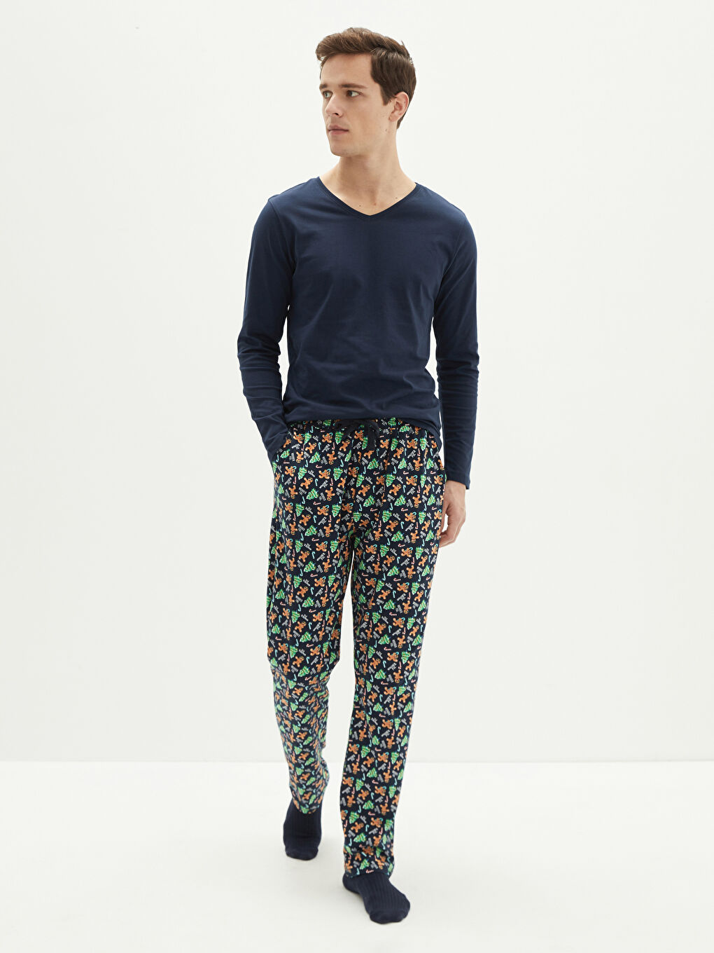 Standard Fit Weihnachtsmotiv Pyjama-Hosen für Herren-1