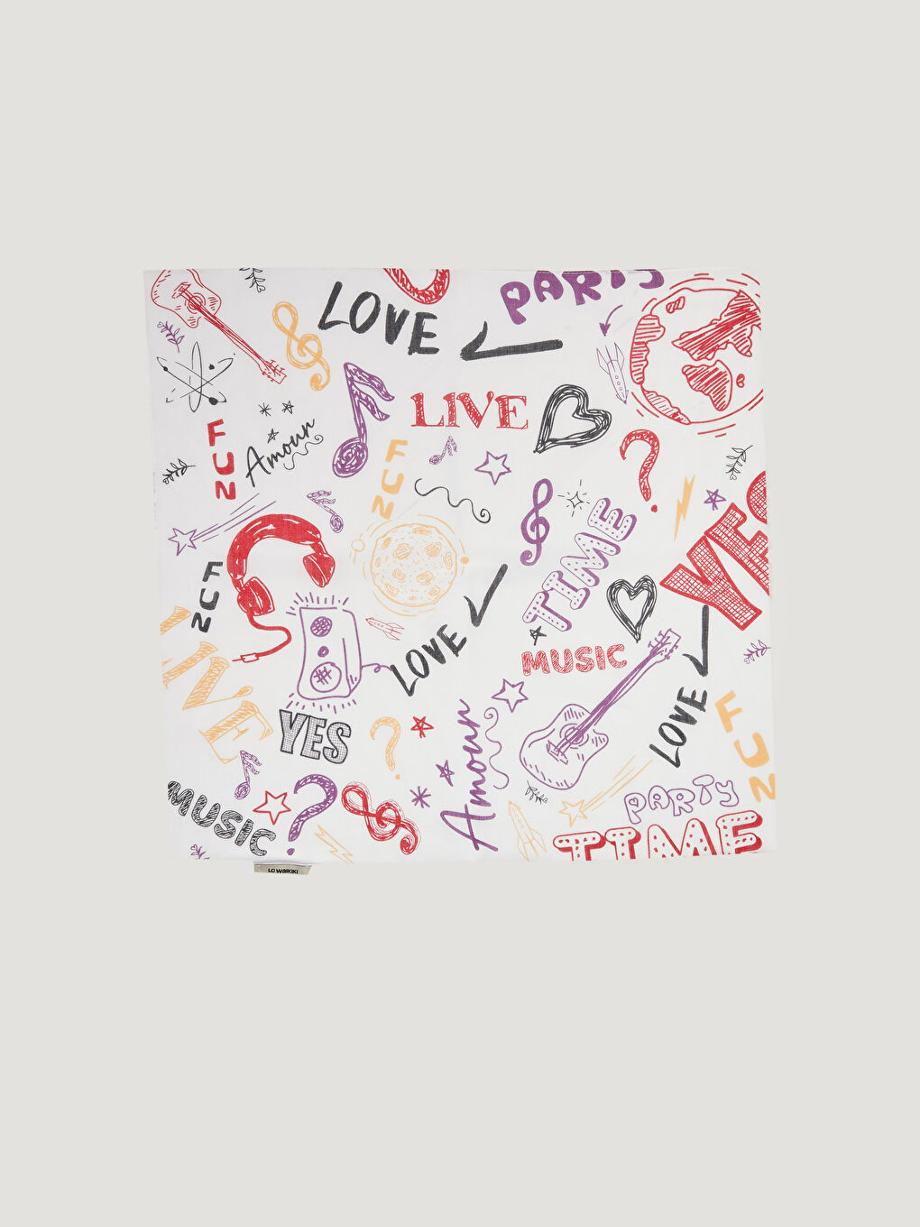 Beyaz Desenli Kadın Bandana-5