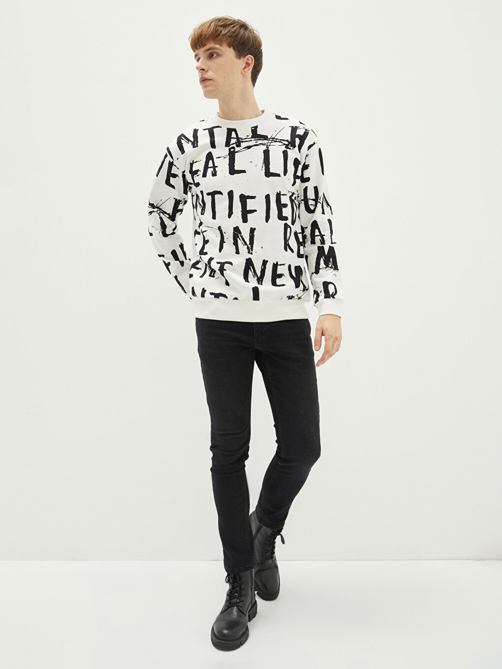 Crew Neck Long Sleeve Printed Men's Sweatshirt-2
