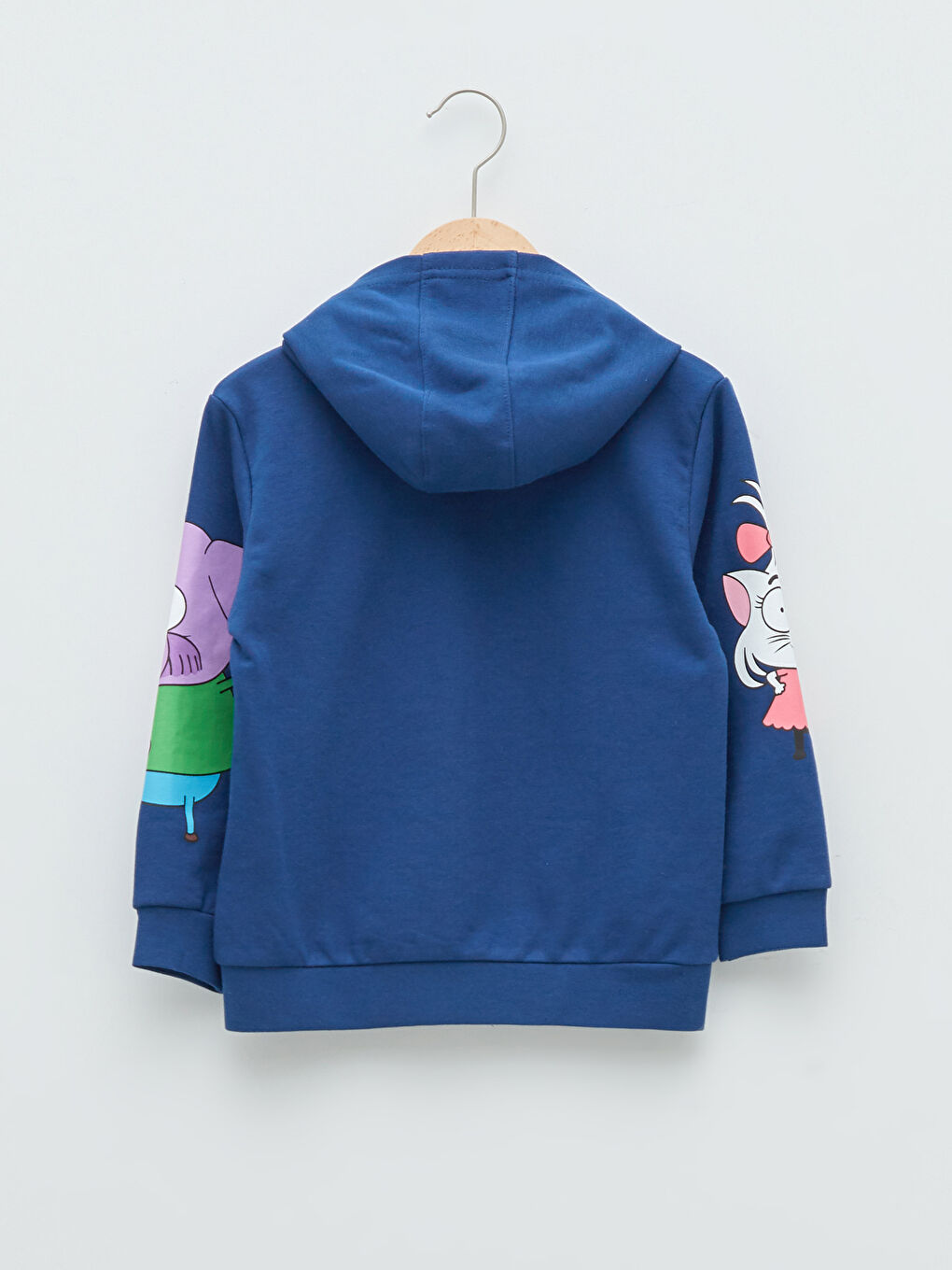 Lacivert Kapüşonlu Kral Şakir Baskılı Uzun Kollu Erkek Çocuk Fermuarlı Sweatshirt-1