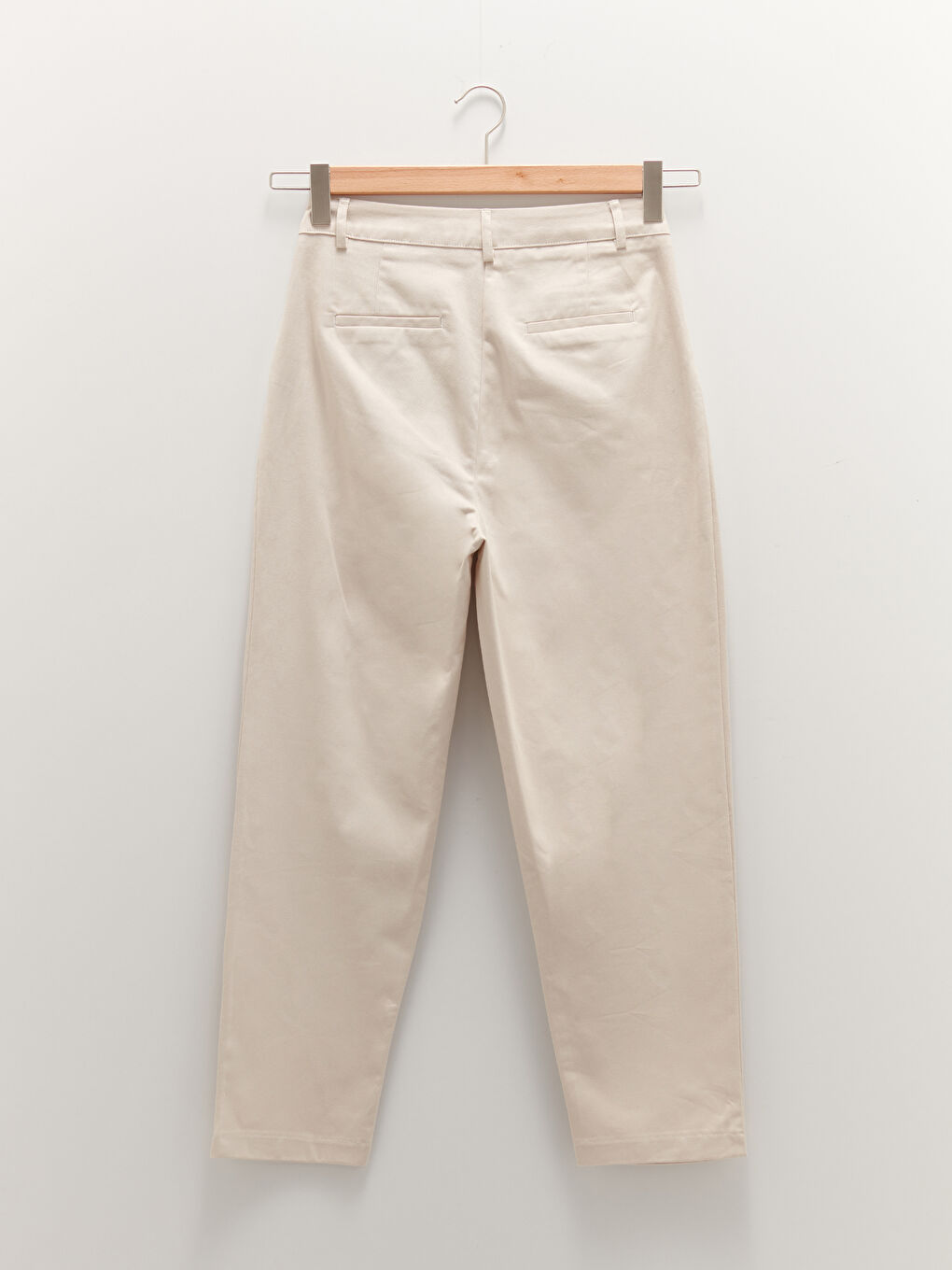 Hoch taillierte Standard-Passform Damen Gerade Taschen-Detailierte Baumwollhosen-5