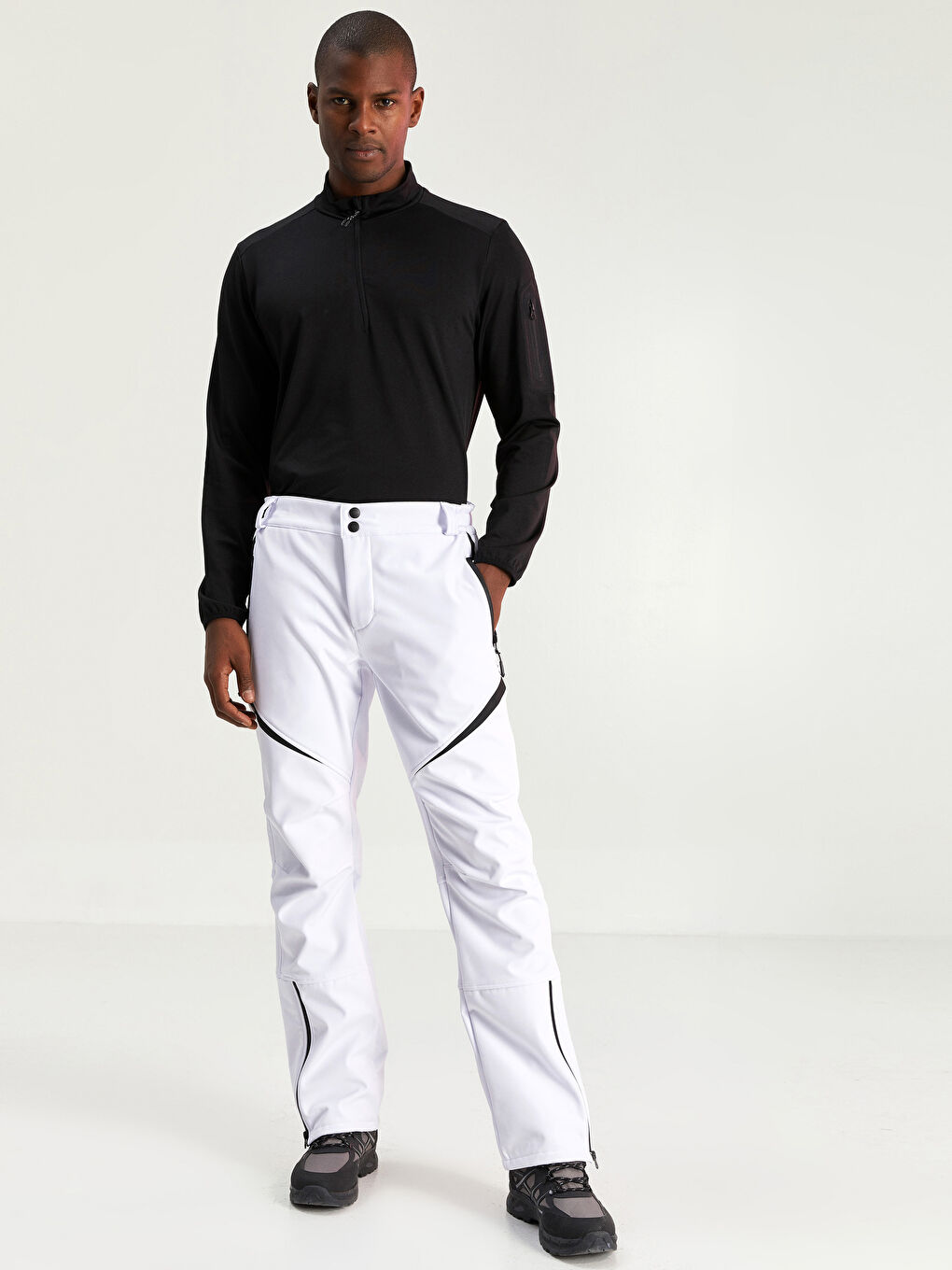 Beyaz Rahat Kalıp Erkek Kayak Pantolonu