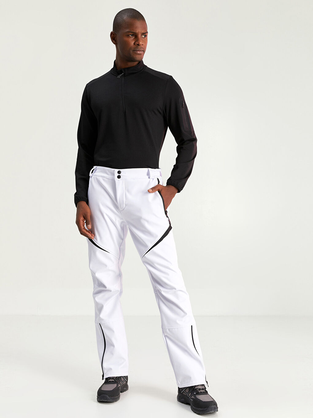 Beyaz Rahat Kalıp Erkek Kayak Pantolonu-1