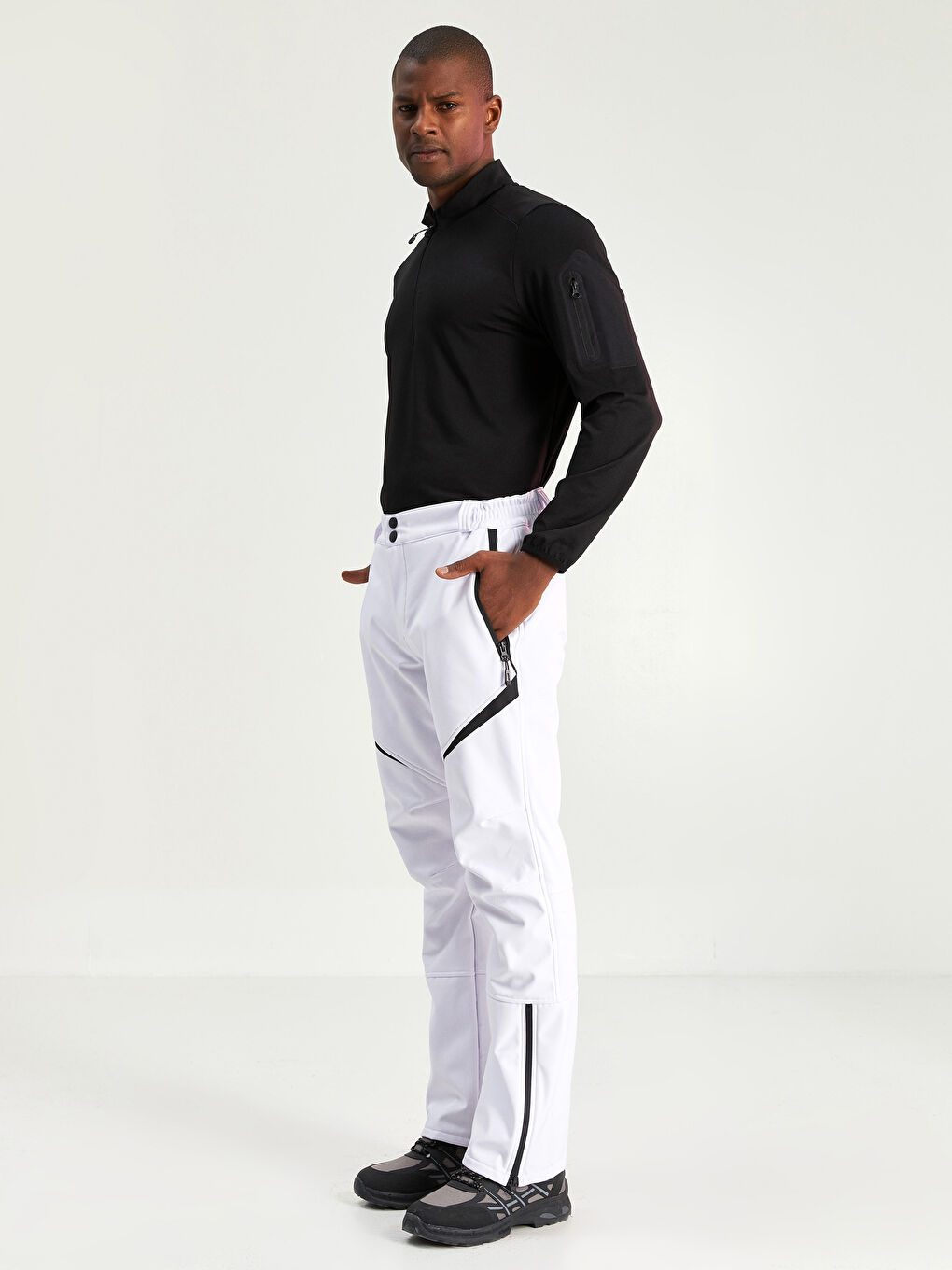 Beyaz Rahat Kalıp Erkek Kayak Pantolonu-2