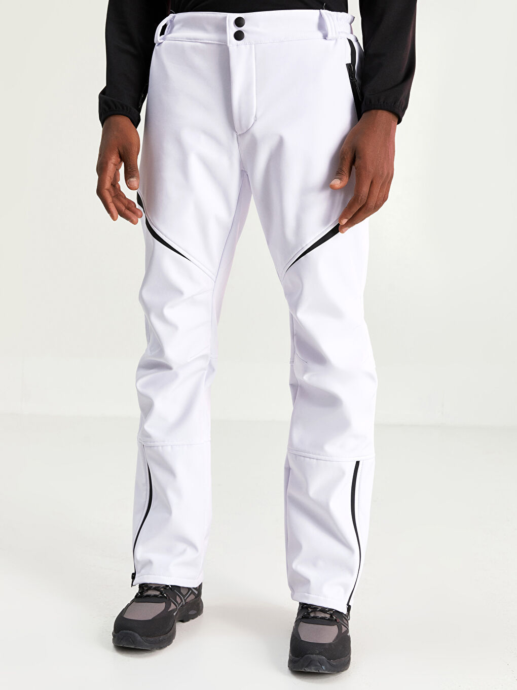 Beyaz Rahat Kalıp Erkek Kayak Pantolonu-5