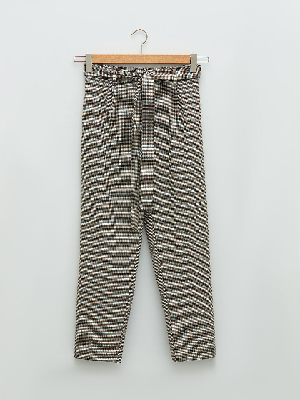 Pantaloni cu Talie Înaltă, Carouri, Croială Largă, Detalii cu Buzunare pentru Femei-4