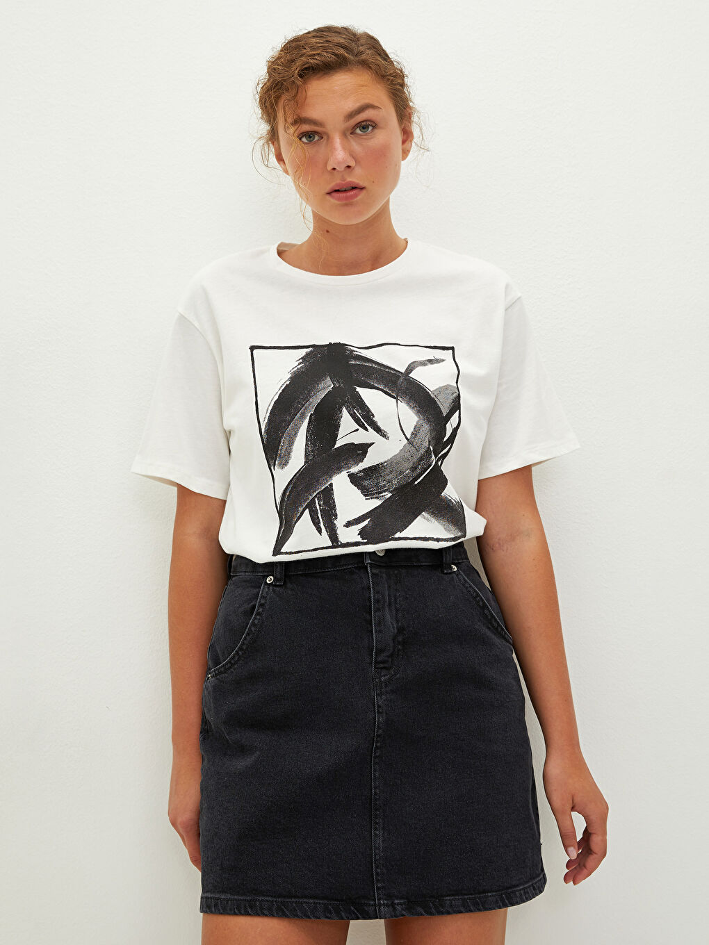 Siyah Yüksek Bel Slim Fit Cep Detaylı Kadın Jean Etek-2