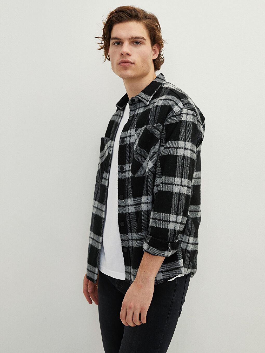 ロワゾー確認ページ XSIDE Regular Fit Long Sleeve Plaid Men's Flannel Shirt