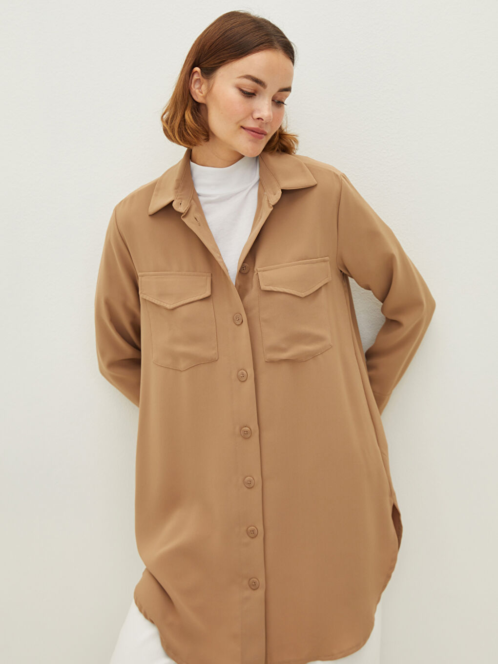 LCW Modest Plain Long Sleeve Women's Shirt Tunic -W1DM79Z8-RTH