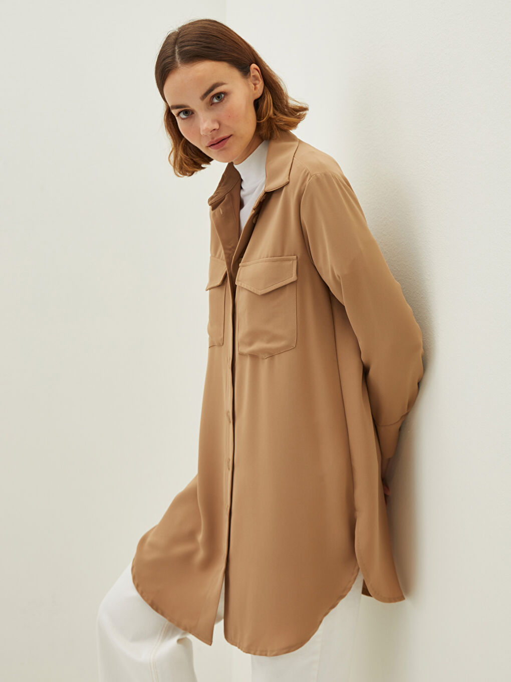 LCW Modest Plain Long Sleeve Women's Shirt Tunic -W1DM79Z8-RTH