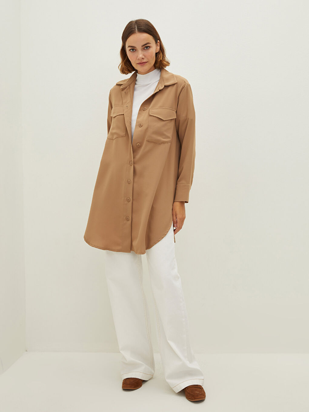 LCW Modest Plain Long Sleeve Women's Shirt Tunic -W1DM79Z8-RTH