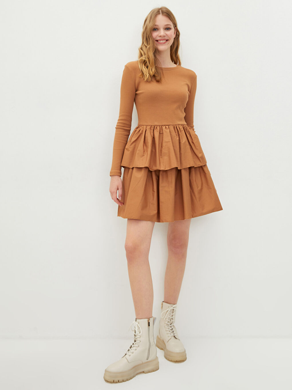 Robe Caraco Longue à Manches Longues et Col Rond pour Femmes-2