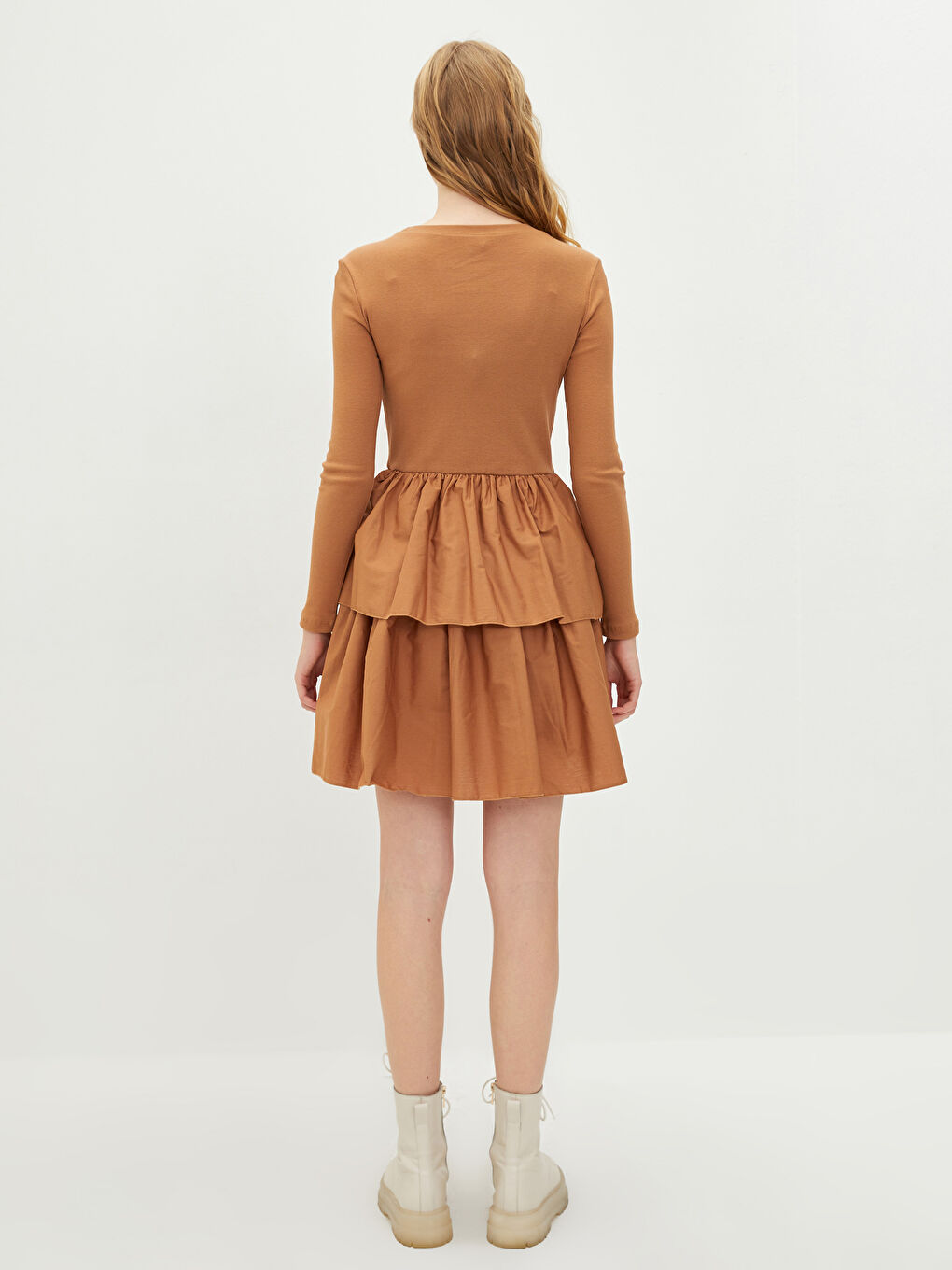 Robe Caraco Longue à Manches Longues et Col Rond pour Femmes-4