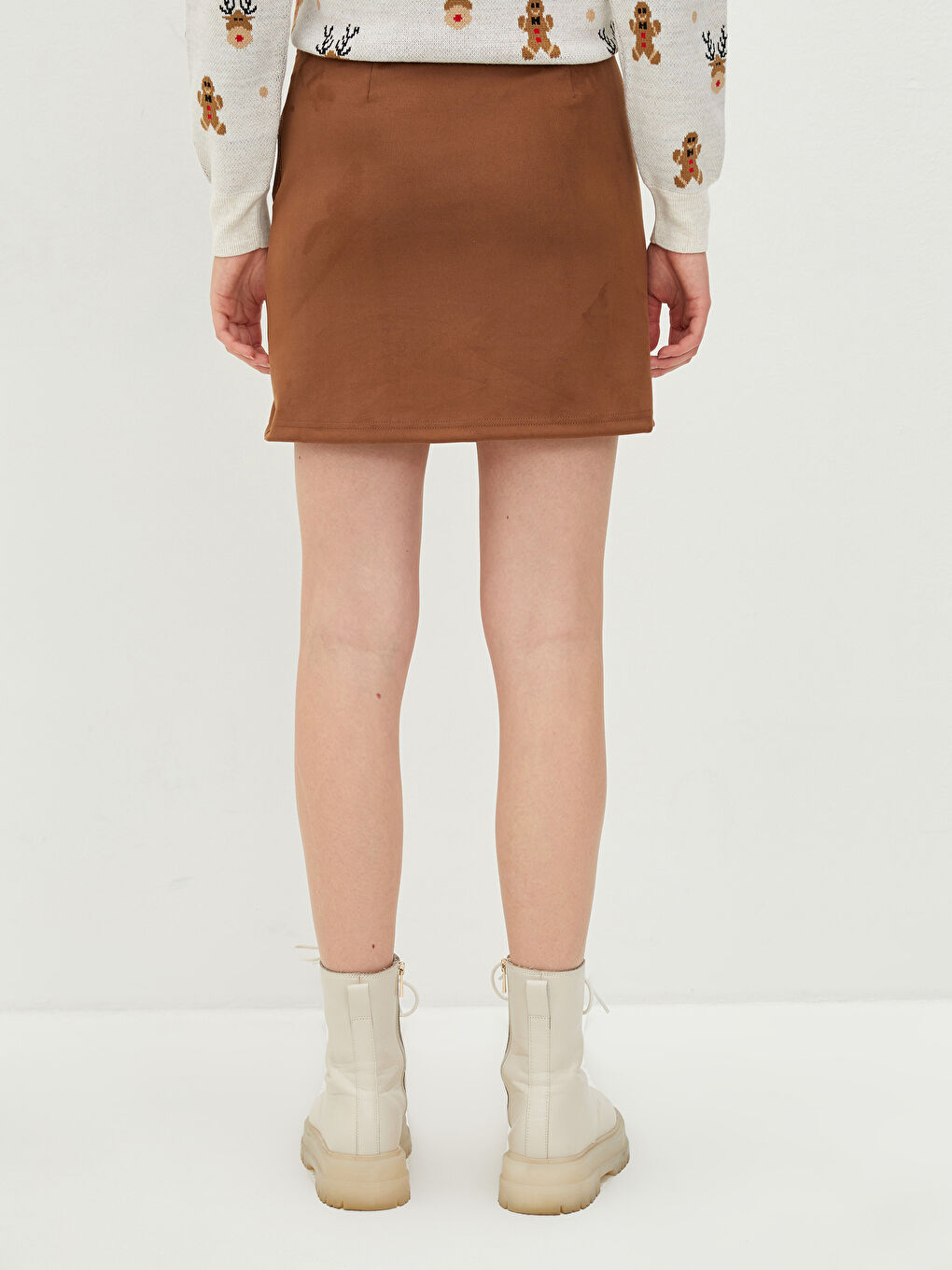Fustă Mini Regular cu Fermoar în Talie pentru Femei-5