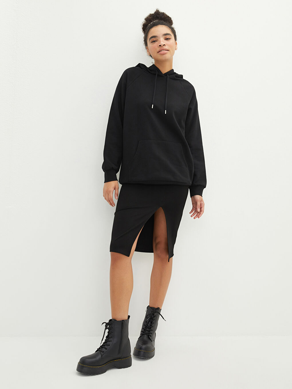 LCW Vision Jupe Droite à Fente avec Taille Élastique pour Femmes-1