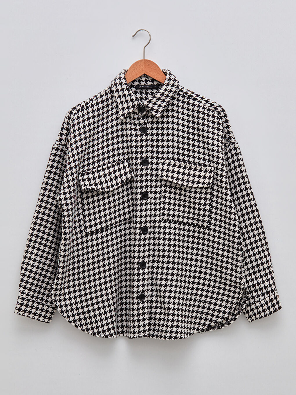 Front Button Closure Crowbar Patterned Long Sleeve Women's Shirt Jacket-5