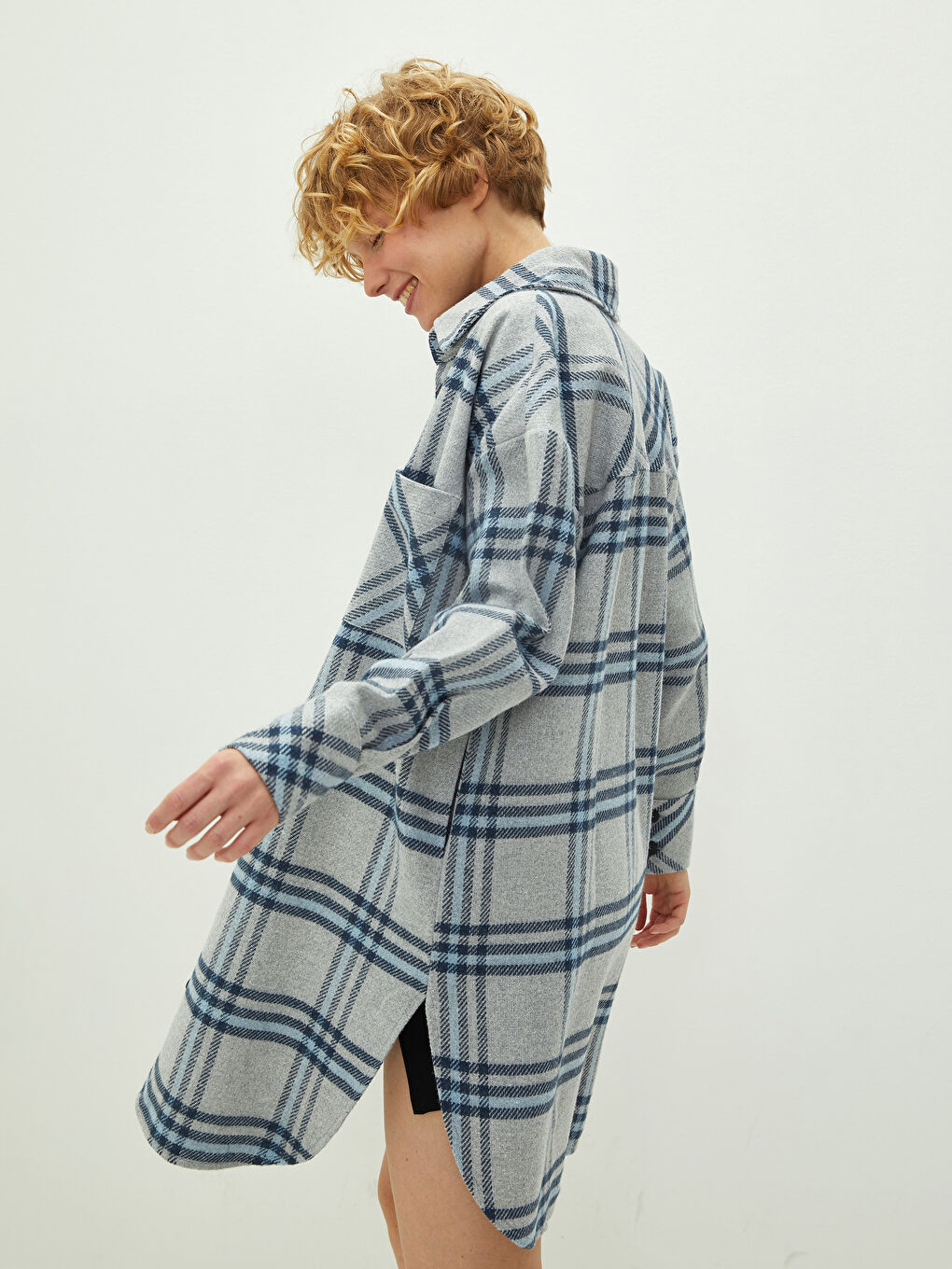 LCW Vision Shirt Collar Plaid Pocket Detailed Long Sleeve Women's Shirt Jacket -W1DO93Z8-LN6