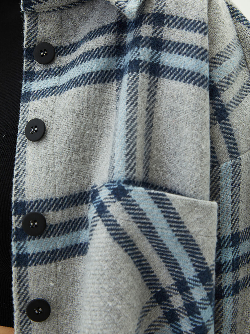 LCW Vision Shirt Collar Plaid Pocket Detailed Long Sleeve Women's Shirt Jacket -W1DO93Z8-LN6