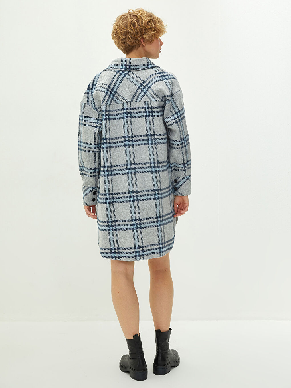 LCW Vision Shirt Collar Plaid Pocket Detailed Long Sleeve Women's Shirt Jacket -W1DO93Z8-LN6