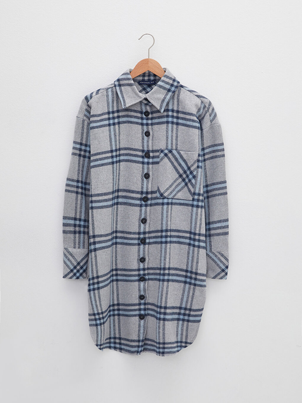 LCW Vision Shirt Collar Plaid Pocket Detailed Long Sleeve Women's Shirt Jacket -W1DO93Z8-LN6