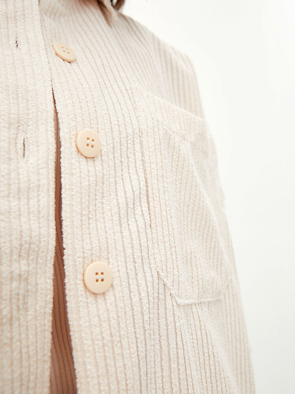 LCW Vision Geknöpfte Langarm-Samt-Damenhemdjacke -W1DP03Z8-FVU