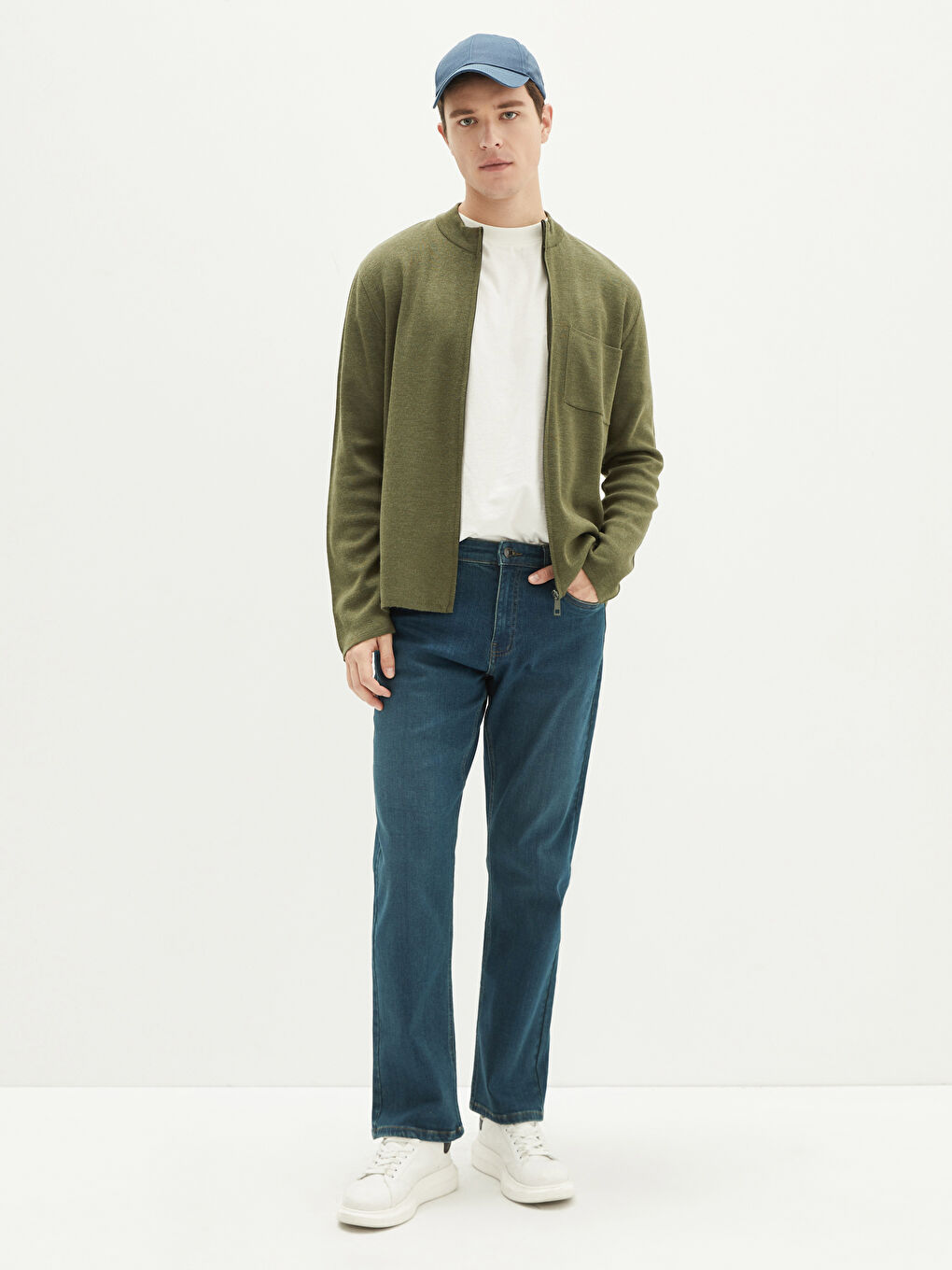 Slim Fit Neckband Lightweight Tricot Cardigan-2